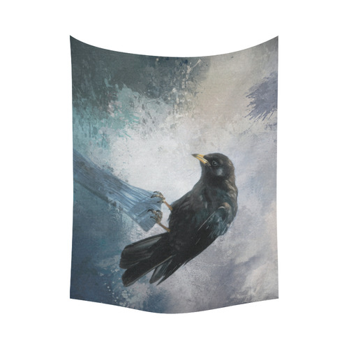 A beautiful painted black crow Cotton Linen Wall Tapestry 80"x 60"