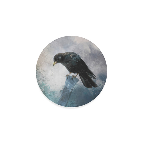 A beautiful painted black crow Round Coaster