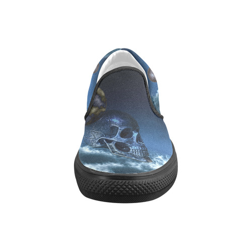 Skull and Moon Slip-on Canvas Shoes for Kid (Model 019)