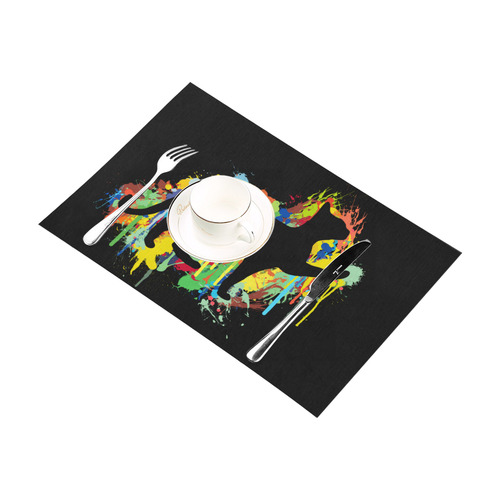 Lovely Cat Colorful Painting Splash Placemat 12’’ x 18’’ (Set of 4)