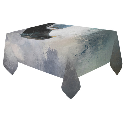 A beautiful painted black crow Cotton Linen Tablecloth 60"x 84"