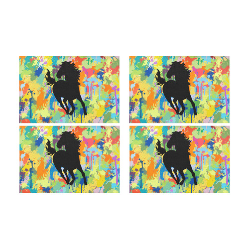 Horse Shape Colorful Splash Placemat 12’’ x 18’’ (Four Pieces)