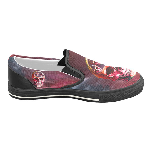 Funny Skulls Slip-on Canvas Shoes for Kid (Model 019)