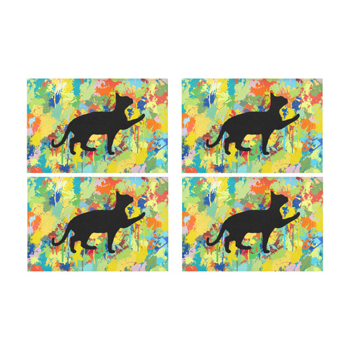 Lovely Cat Colorful Splash Complet Placemat 12’’ x 18’’ (Set of 4)