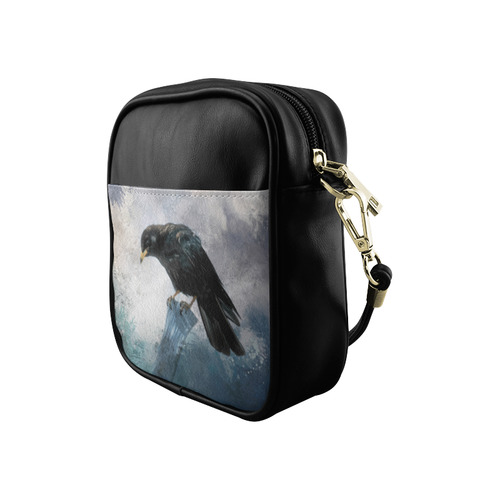 A beautiful painted black crow Sling Bag (Model 1627)