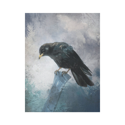 A beautiful painted black crow Cotton Linen Wall Tapestry 60"x 80"