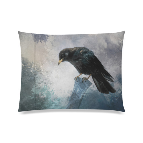 A beautiful painted black crow Custom Zippered Pillow Case 20"x26"(Twin Sides)