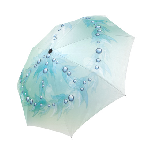 Beautiful Blue Green Peace Sign Auto-Foldable Umbrella (Model U04)