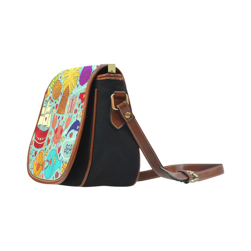 Cute Cartoon Summer Love Fun Beach Fish Sea Saddle Bag/Small (Model 1649)(Flap Customization)
