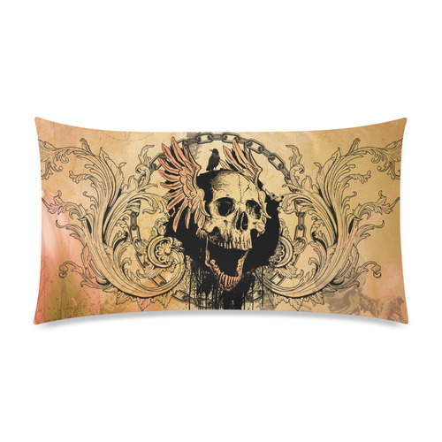 Amazing skull with wings Rectangle Pillow Case 20"x36"(Twin Sides)