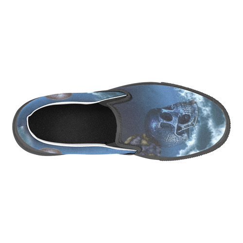 Skull and Moon Slip-on Canvas Shoes for Kid (Model 019)