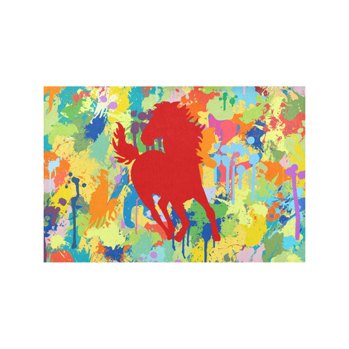 Horse Shape Template Colorful Splash Placemat 12’’ x 18’’ (Set of 2)