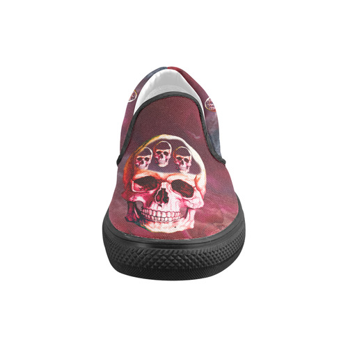 Funny Skulls Slip-on Canvas Shoes for Kid (Model 019)