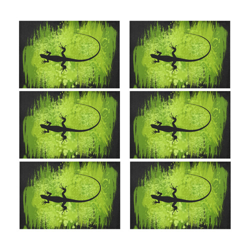Green Lizard Shape Painting Placemat 12’’ x 18’’ (Six Pieces)