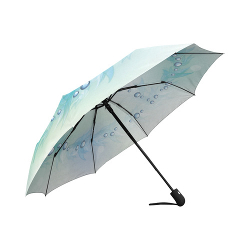 Beautiful Blue Green Peace Sign Auto-Foldable Umbrella (Model U04)