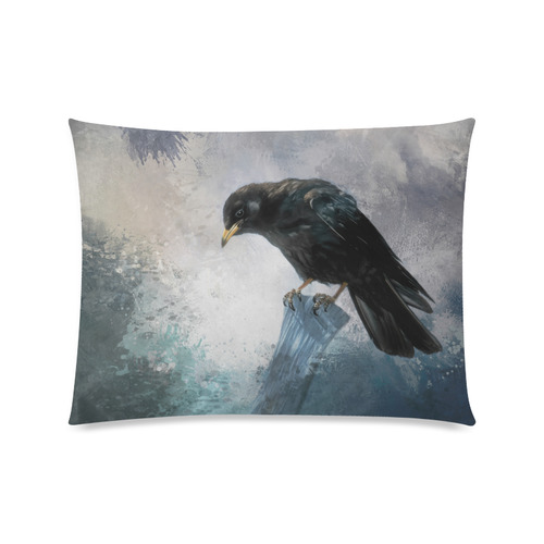 A beautiful painted black crow Custom Zippered Pillow Case 20"x26"(Twin Sides)