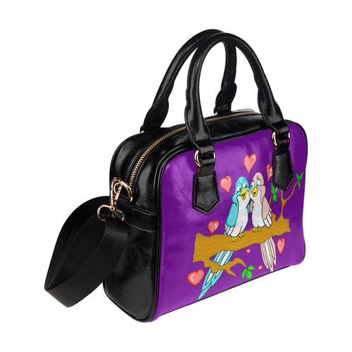 Love Birds Purple Shoulder Handbag (Model 1634)