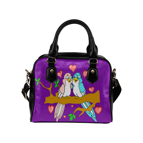 Love Birds Purple Shoulder Handbag (Model 1634)