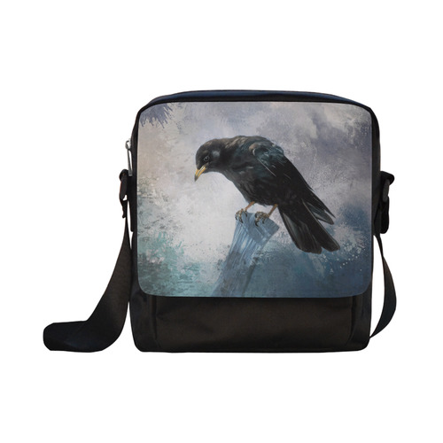 A beautiful painted black crow Crossbody Nylon Bags (Model 1633)