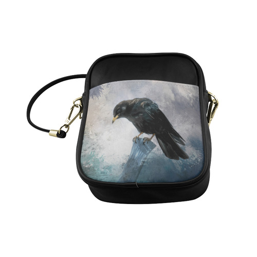 A beautiful painted black crow Sling Bag (Model 1627)