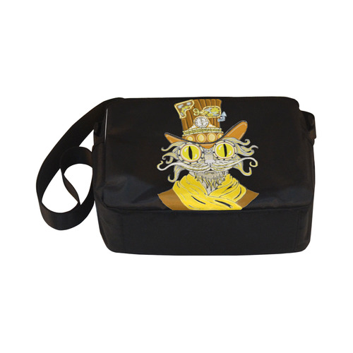 Steampunk Cat Black Classic Cross-body Nylon Bags (Model 1632)