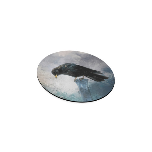 A beautiful painted black crow Round Coaster