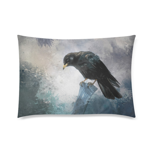 A beautiful painted black crow Custom Zippered Pillow Case 20"x30" (one side)