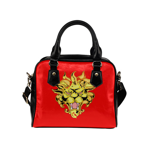 Golden Lion Red Shoulder Handbag (Model 1634)