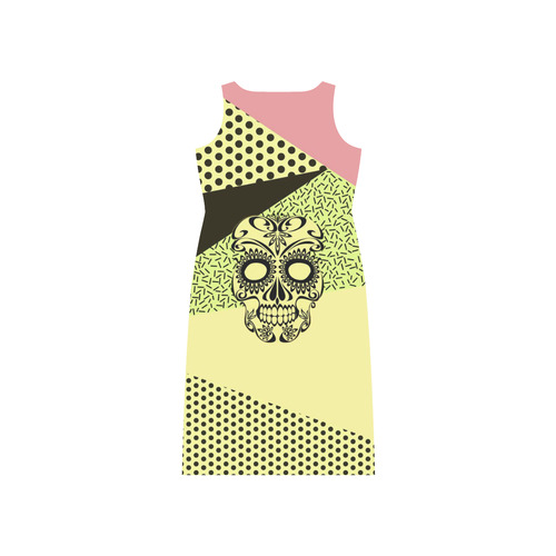 Pop Art Skull 03B by JamColors Phaedra Sleeveless Open Fork Long Dress (Model D08)
