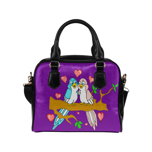 Love Birds Purple Shoulder Handbag (Model 1634)