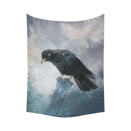 A beautiful painted black crow Cotton Linen Wall Tapestry 60"x 80"