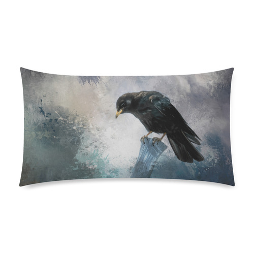 A beautiful painted black crow Rectangle Pillow Case 20"x36"(Twin Sides)