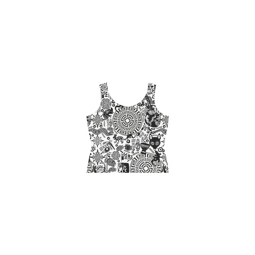 Primitive Symbol Print Summer Dress Sleeveless Splicing Shift Dress(Model D17)