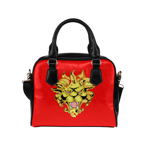 Golden Lion Red Shoulder Handbag (Model 1634)