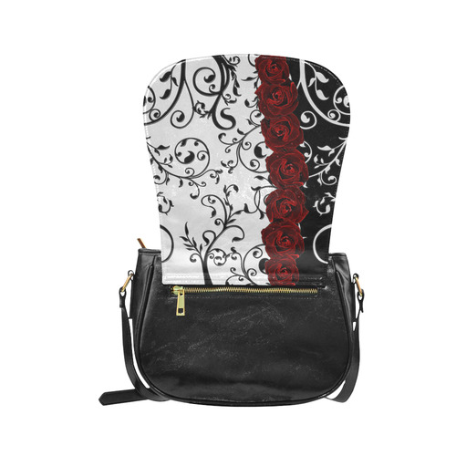 Damask and Roses Goth Print Classic Saddle Bag/Large (Model 1648)