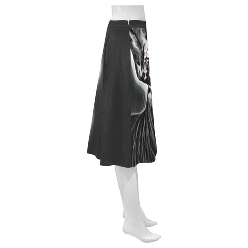 Lovely Buddy Black and White Mnemosyne Women's Crepe Skirt (Model D16)