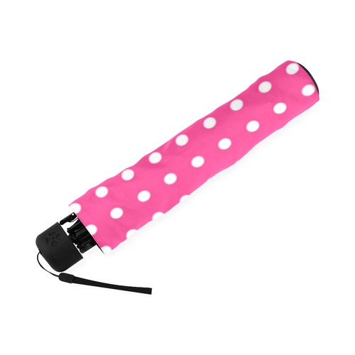 Navy White Stripes, Pink Polka Dots, Pink Rose Flower Foldable Umbrella (Model U01)