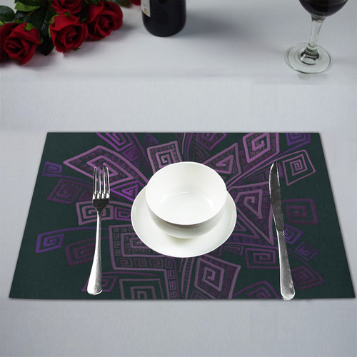 Psychedelic 3D Square Spirals - purple Placemat 12’’ x 18’’ (Four Pieces)