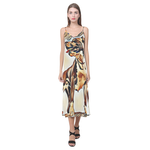 Artful Steff V-Neck Open Fork Long Dress(Model D18)