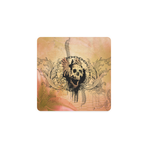 Amazing skull with wings Square Coaster