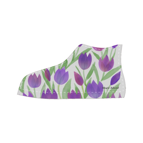 Purple Tulips. Inspired by the Magic Island of Gotland. Women's Classic High Top Canvas Shoes (Model 017)