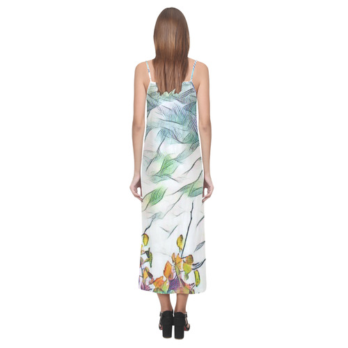 Springtime Colors V-Neck Open Fork Long Dress(Model D18)