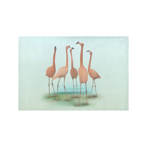 Flamingo Mingle, watercolor, birds Placemat 12’’ x 18’’ (Four Pieces)