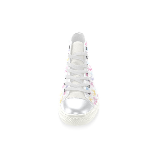 Pretty Colorful Butterflies High Top Canvas Shoes for Kid (Model 017)