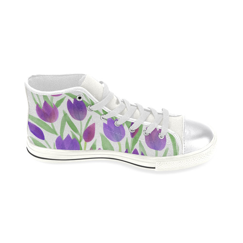 Purple Tulips. Inspired by the Magic Island of Gotland. Women's Classic High Top Canvas Shoes (Model 017)