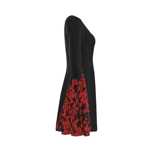 Red Skulls Cutout Dress 3/4 Sleeve Sundress (D23)