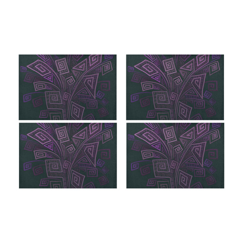 Psychedelic 3D Square Spirals - purple Placemat 12’’ x 18’’ (Four Pieces)