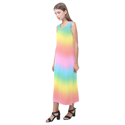 Colorful PopArt Phaedra Sleeveless Open Fork Long Dress (Model D08)