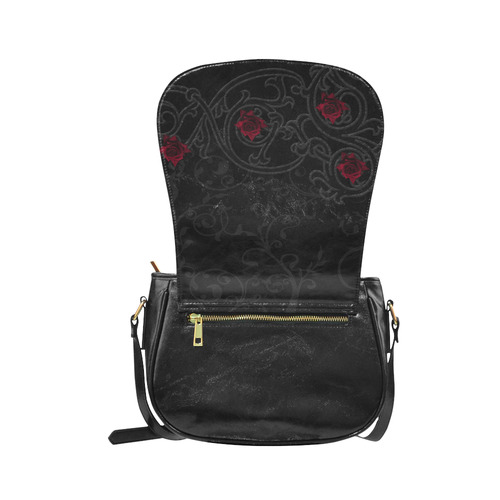 Damask And Roses Pattern Goth design Classic Saddle Bag/Large (Model 1648)