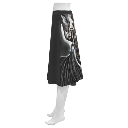 Lovely Buddy Black and White Mnemosyne Women's Crepe Skirt (Model D16)